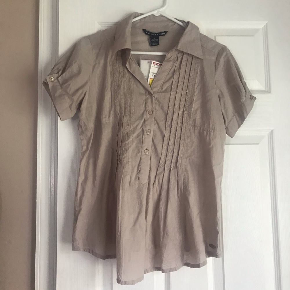 Creme Button Beaded Top
